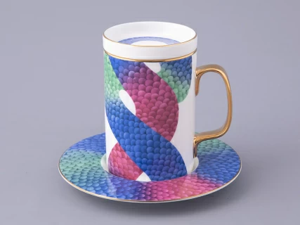 Подарочный набор Бокал с блюдцем и крышкой, форма top, рисунок Лунный змей, арт. 81.32798.00.1,  Подарочный набор Бокал с блюдцем и крышкой, форма top, рисунок Лунный змей, арт. 81.32798.00.1,