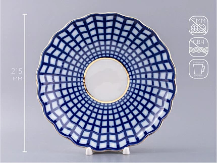 Сухарница форма Тюльпан рисунок Кобальтовая клетка арт. 80.03707.00.1 Сухарница форма Тюльпан рисунок Кобальтовая клетка арт. 80.03707.00.1