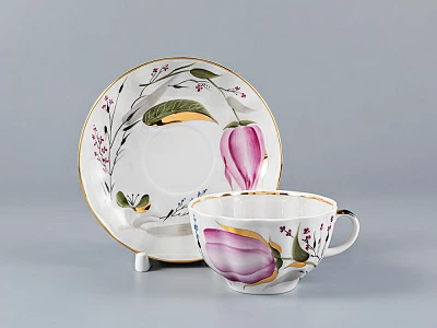 Чашка с блюдцем чайная 250 мл форма Тюльпан рисунок Розовые тюльпаны арт. 81.10016.00.1 Чашка с блюдцем чайная 250 мл форма Тюльпан рисунок Розовые тюльпаны арт. 81.10016.00.1