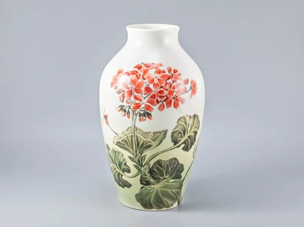 Ваза форма Ламповая рисунок Пеларгонии арт. 80.89228.00.1, 