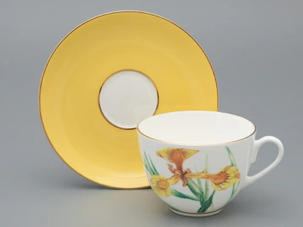 Чашка с блюдцем L’Art des Fleurs в подарочной упаковке, форма Весенняя 2, рисунок Лесной свет, арт 81.33401.00.1, 