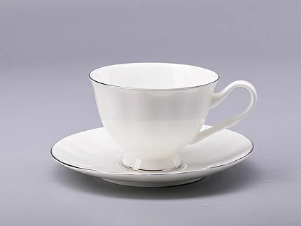 Чашка с блюдцем чайная форма Нега рисунок Платиновая лента арт. 81.31439.00.1 Чашка с блюдцем чайная форма Нега рисунок Платиновая лента арт. 81.31439.00.1