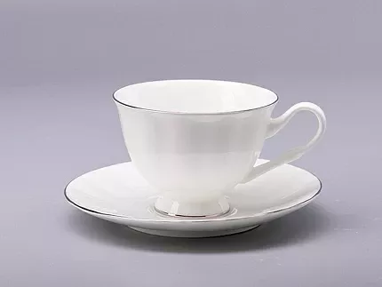 Чашка с блюдцем чайная форма Нега рисунок Платиновая лента арт. 81.31439.00.1