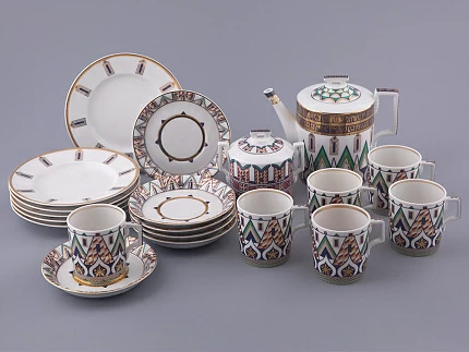 Сервиз чайный на 6 персон 20 предметов, форма Гербовая, рисунок Великая Русь, арт. 81.31998.00.1 Сервиз чайный на 6 персон 20 предметов, форма Гербовая, рисунок Великая Русь, арт. 81.31998.00.1