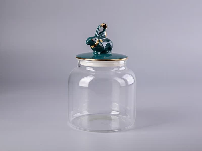 Подарочный набор Банка с фарфоровой крышкой Кролик изумруд арт. 14.10075.07