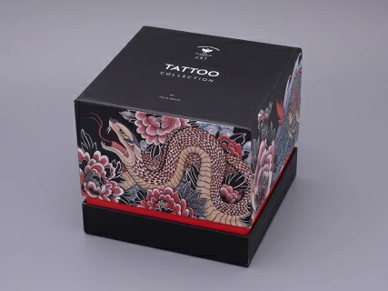 Бокал с блюдцем и крышкой в подарочной упаковке, форма top, рисунок TATTOO SERPENTA , арт. 81.32804.00.1, 