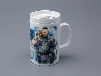 Бокал с блюдцем и крышкой 400мл в подарочной упаковке, форма Топ, рисунок Atomic Heart 1, арт 81.34448.00.1