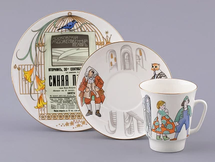 Трехпредметный комплект 165 мл форма Майская рисунок Синяя птица, арт. 81.32260.00.1