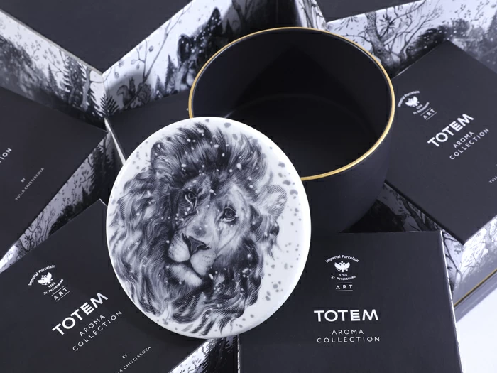 Свеча ароматическая в подарочной упаковке, рисунок Тотем. Лев аромат Пало Санто арт. 81.31595.00.1, 