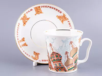 Бокал с блюдцем 360 мл форма Ленинградский рисунок Храм Спас-на-Крови арт. 81.15553.00.1