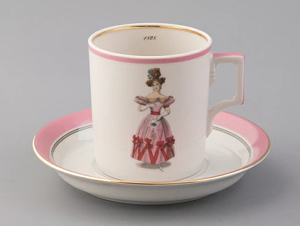 Чашка с блюдцем чайная 220 мл форма Гербовая рисунок Modes de Paris 1828 арт. 81.25414.00.1