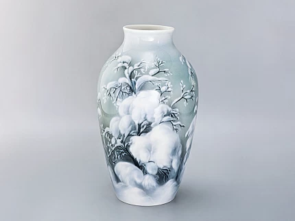 Ваза рисунок Зимнее утро, форма Ламповая, арт 80.05008.00.1