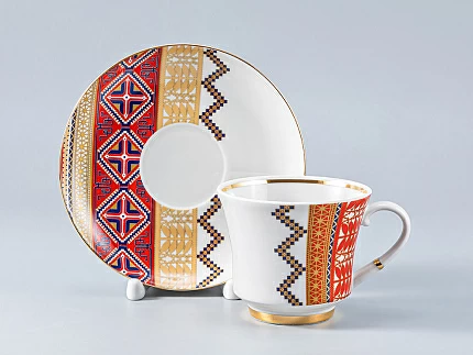 Сервиз чайный форма Банкетная рисунок Русский стиль, 6 персон 14 предметов, арт. 81.28339.00.1