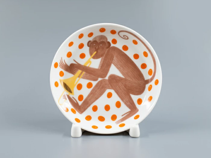 Декоративная тарелка 110 мм, форма Европейская, рисунок Трио. Труба, арт 80.84068.00.1, 