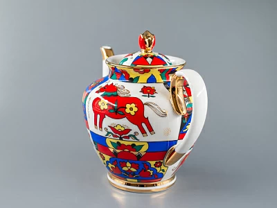 Чайник доливной форма Весенняя рисунок Народные узоры арт. 80.60810.00.1