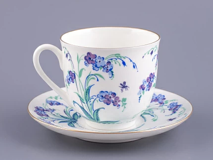 Чашка с блюдцем кофейная 180 мл форма Ландыш рисунок Незабудки арт. 81.10781.00.1