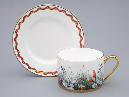 Чашка с блюдцем 250 мл, форма Идиллия, рисунок Календа-2, арт. 81.33748.00.1