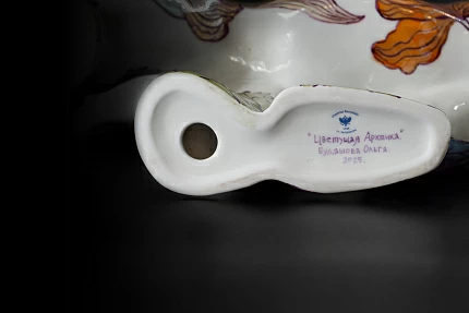 Скульптура Медведь идущий, большой размер, рисунок Цветущая Арктика, арт 62.21613.00.1