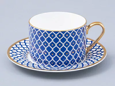 Чашка с блюдцем 250 мл форма Идиллия рисунок Индиго 2 арт. 81.31121.00.1