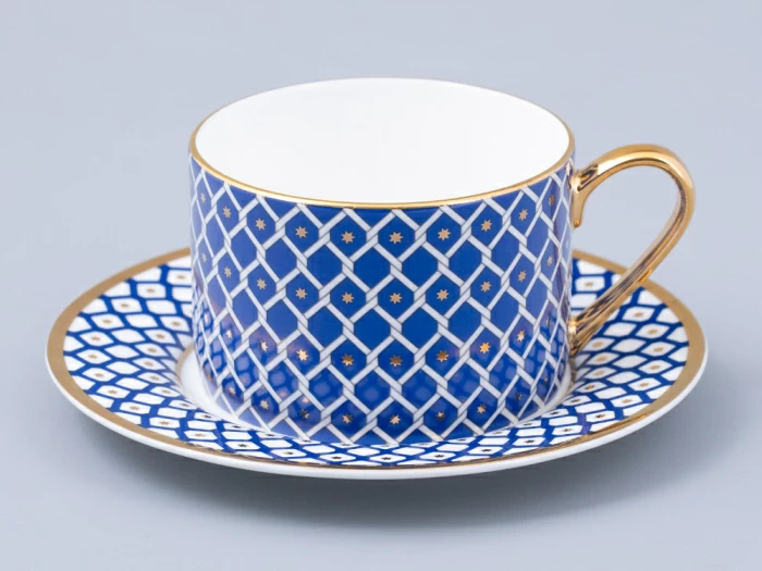 Чашка с блюдцем 250 мл форма Идиллия рисунок Индиго 2 арт. 81.31121.00.1, 