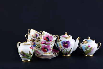 Сервиз чайный Маковый Цветок на форме Весенняя, арт 61.20970.00.1