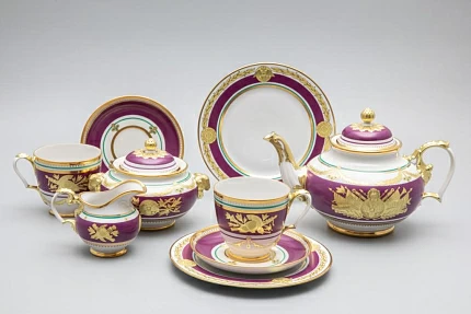 Сервиз чайный 6/21 форма Александр III рисунок Российские Виктории, арт. 81.30643.00.1 Сервиз чайный 6/21 форма Александр III рисунок Российские Виктории, арт. 81.30643.00.1