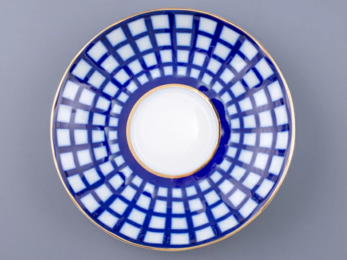 Чашка с блюдцем чайная 250 мл форма Тюльпан рисунок Кобальтовая клетка арт. 81.14860.00.1, 