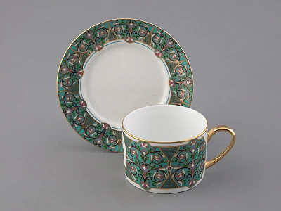 Чашка с блюдцем 250 мл в подарочной упаковке форма Соло, рисунок, Фиалка надрезанная, арт. 81.32656.00.1 Чашка с блюдцем 250 мл в подарочной упаковке форма Соло, рисунок, Фиалка надрезанная, арт. 81.32656.00.1