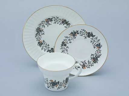 Трехпредметный комплект чайный форма Волна рисунок Тонкие веточки 155 мл арт. 81.14404.00.1, 