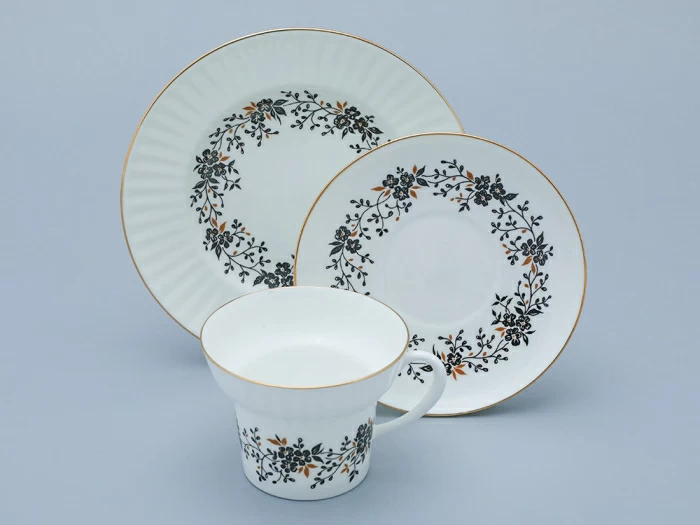 Трехпредметный комплект чайный форма Волна рисунок Тонкие веточки 155 мл арт. 81.14404.00.1, 