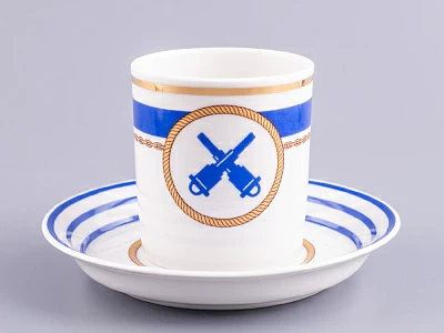 Чашка с блюдцем чайная 220 мл форма Гербовая рисунок Кают-компания № 6 арт. 81.24035.00.1 Чашка с блюдцем чайная 220 мл форма Гербовая рисунок Кают-компания № 6 арт. 81.24035.00.1