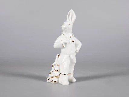 СКУЛЬПТУРА форма Заяц с ёлкой, рисунок Золотая ёлочка арт 82.42886.00.1, 