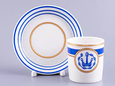 Чашка с блюдцем чайная 220 мл форма Гербовая рисунок Кают-компания № 1 арт. 81.24030.00.1