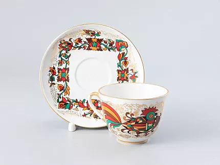 Чашка с блюдцем чайная 250 мл форма Весенняя рисунок Красный петух арт. 81.15418.00.1