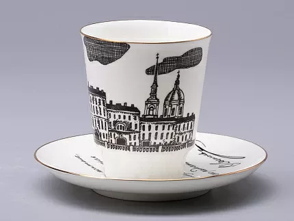 Чашка с блюдцем 165 мл форма Майская рисунок Русские писатели Достоевский, арт. 81.31158.00.1