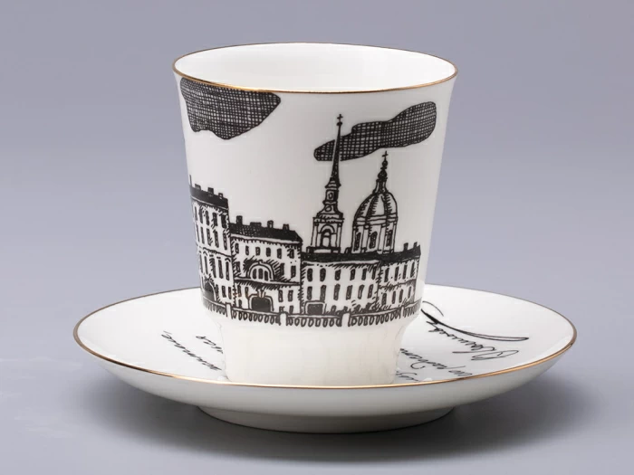 Чашка с блюдцем 165 мл форма Майская рисунок Русские писатели Достоевский, арт. 81.31158.00.1, 