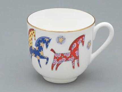Чашка с блюдцем кофейная форма Ландыш рисунок Год лошади, арт. 81.33974.00.1