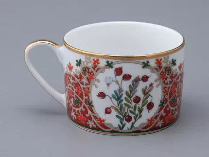 Чашка с блюдцем 250 мл в подарочной упаковке форма Соло рисунок Клюква заповедная, арт. 81.34280.00.1