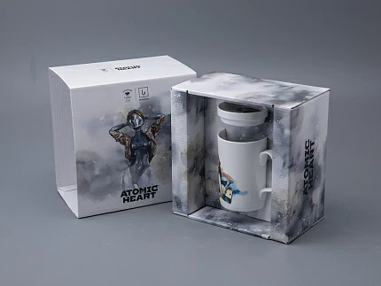 Бокал с блюдцем и крышкой 400мл в подарочной упаковке, форма Топ, рисунок Atomic Heart 2, арт 81.34449.00.1