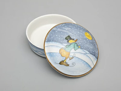 Туалетная коробочка форма Круглая рисунок Зима. Утенок арт. 81.31063.00.1