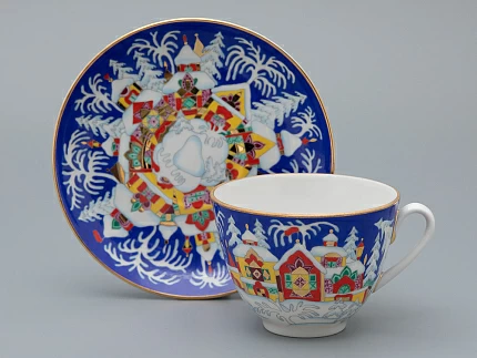 Сервиз чайный форма Весенняя рисунок Зимняя сказка 6 персон, 14 предметов арт. 81.15505.01.1