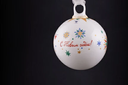 Елочная игрушка Шар с елкой, рисунок Звездочки, арт 60.21173.00.1