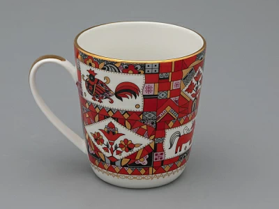 Чашка с блюдцем чайная 300 мл форма Колокол рисунок Красный конь арт.81.34079.00.1