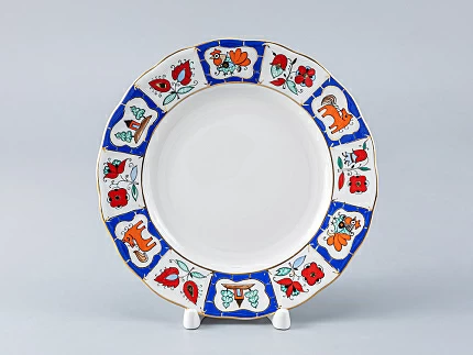 Тарелка мелкая 180 мм форма Тюльпан рисунок Русский лубок арт. 80.05286.00.1 Тарелка мелкая 180 мм форма Тюльпан рисунок Русский лубок арт. 80.05286.00.1