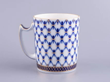 Бокал с блюдцем и с крышкой 380 мл форма Снежное утро рисунок Кобальтовая сетка арт. 81.15425.00.1, 