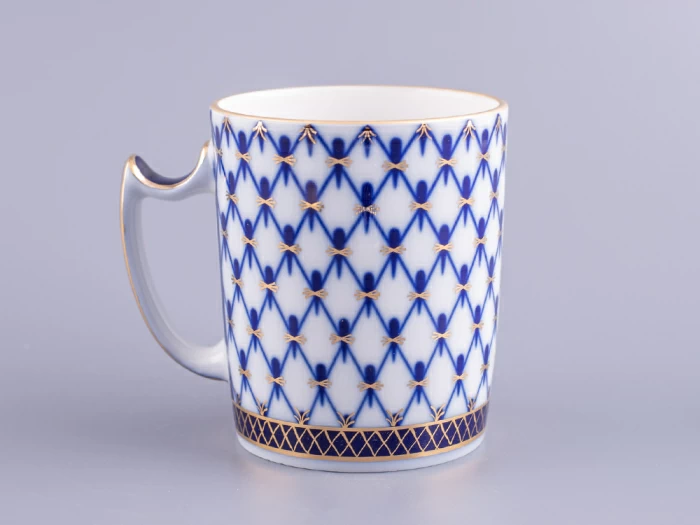 Бокал с блюдцем и с крышкой 380 мл форма Снежное утро рисунок Кобальтовая сетка арт. 81.15425.00.1, 