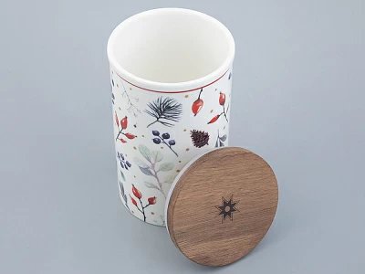 Банка с деревянной крышкой (высокая 165мм) форма Стандартная рисунок Календа арт. 42.00040.00.1