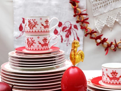 Блюдо круглое 310 мм форма Премиум рисунок Петушки-гребешки, арт 80.49803.00.1, 