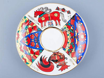 Чашка с блюдцем чайная 250 мл форма Весенняя рисунок Народные узоры арт. 81.18073.00.1