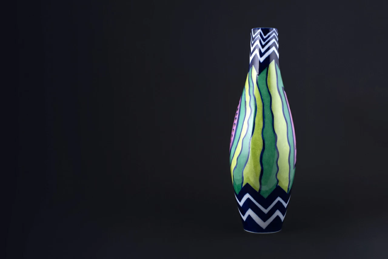 Ваза Арбузный зигзаг на форме Высокая арт 60.14698.00.1, 